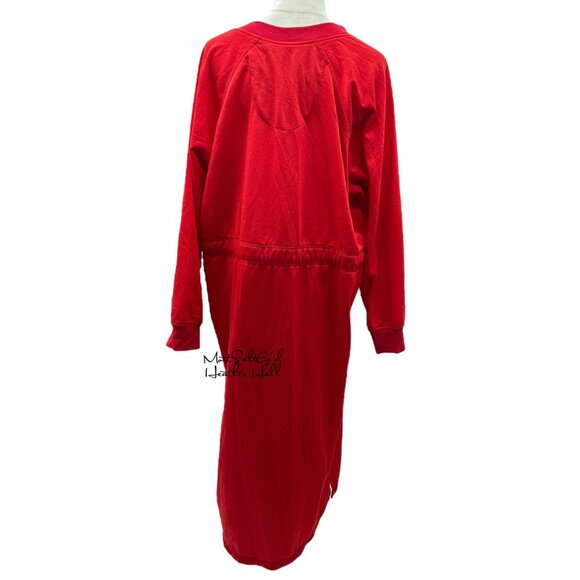 Vintage 1980's Yikes Red Zip-Front Catnap Embroidered Lounge Dress Size 1X - Picture 5 of 8